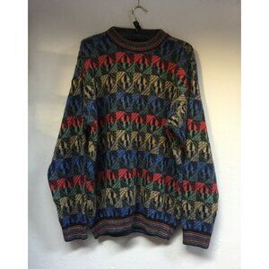 Vintage Norm Thompson Cosby Biggie Coogi Grandpa Style Knit Sweater Italy Retro